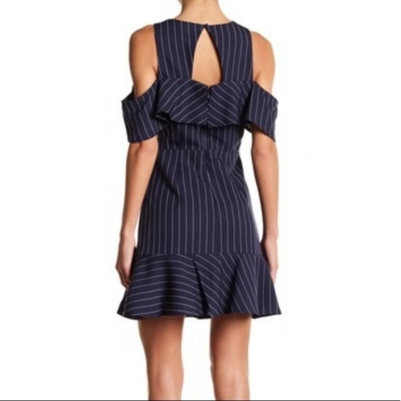 Nwt J.O.A. Pinstripe Cold Shoulder Dress XS - Picture 2 of 11